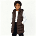 thumbnail image 1 of Boys Puff Vest Outwear with Hood Full Zip Warm Sleeveless Casual Kids Winter Jacket Brown 12, 1 of 8