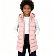 thumbnail image 1 of Boys Puff Vest Outwear with Hood Warm Sleeveless Casual Full Zip Kids Winter Jacket Pink 6, 1 of 8