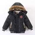 thumbnail image 1 of Boys Puffer Coat Boys Winter Coats with Pocket Zip up Hooded Coat Windproof Warm Children Padded Coats for 90/L, 1 of 7