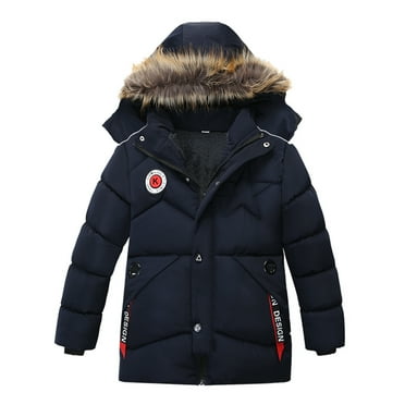 Boys Puffer Jacket Toddler Boy Winter Coat with Pocket Zip up Hooded Coat Windproof Warm Toddler Jacket for Little Boys 3 Years
