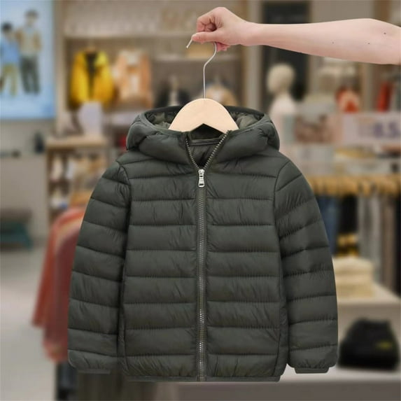 Boys Puffer Jacket Winter Coats for Boys With Pocket Zip up Hooded Coat Warm Windproof Puffer Jacket Kids for Little Boys 7-8 Years