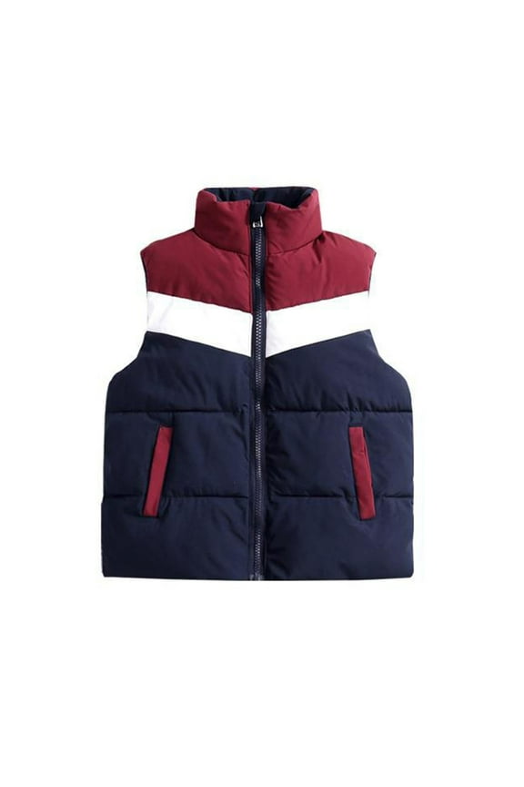 Boys Puffer Vest with Hood Lightweight Sleeveless Jacket Packable Down Vest Fall Zip Coat with Pocket Winter Windproof Hoodie Outwear for Kids Navy, 6-7 Years
