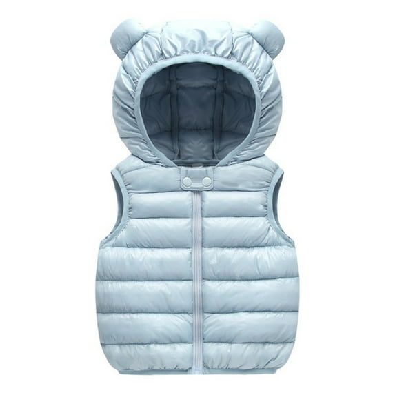 Boys Puffer Vest Hooded Bear Ear Lightweight Sleeveless Outerwear Vests Toddler Winter Clothes Girls Vest 2-3 Years