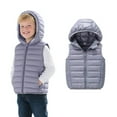 thumbnail image 1 of Boys Puffer Vest Hooded Jacket Boys Grey Vest Zipper Lightweight Sleeveless down Jacket Girls Vests 5-6 Years, 1 of 7