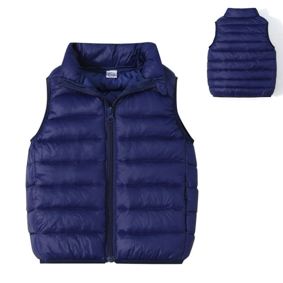 Boys Puffer Vest Navy Puffer Vest Full-Zip Sleeveless Lightweight Jacket Winter Clothes 6-7 Years