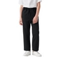 thumbnail image 1 of Boys Pull On Pants Twill Elastic Waist Pants with Pockets Wrinkle Resistant Versatile School Uniform Pants for Spring Summer Black, 1 of 8