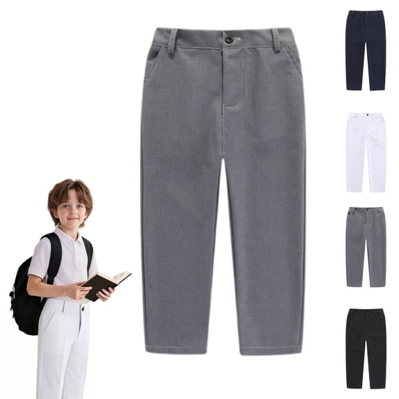 Boys Pull On Relaxed Fit School Uniform Pant 4-15 Years Gray 6-7Y