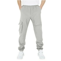 Boys' Pull on Cargo Pants Stretch Elastic Waist School Uniform Kids Twill Outdoor Sports Joggers with Pockets Baseball Pants Youth Boys Gray 6Y