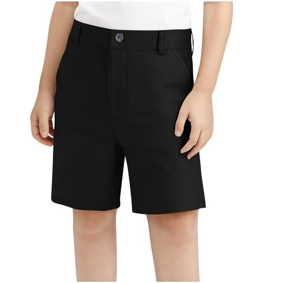 Boys' Pull-on Cotton Twill Shorts Casual Summer Golf Short Pants School Uniform for Kids 3-16 Years (13-14 Years, Black)