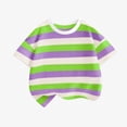 thumbnail image 1 of Boys' Purple T-Shirt | Striped Short Sleeve Crew Neck Tee for Kids | Soft Polyester Casual Shirt for Kids & Youth Boys 1-14 Years,Size 13-14 T, 1 of 4