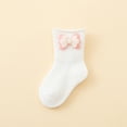 thumbnail image 1 of Boys Quarter Socks Children's Knitted Socks Cute Bow Casual Comfortable Straight Tube Socks Wide Calf Socks White 1Y, 1 of 3