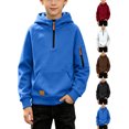 thumbnail image 1 of Boys Quarter Zip Hoodie Long Sleeve Fleece Pullover Pocket Sweatshirt for School Sports and Outdoor Play Ages 4-15, 1 of 8