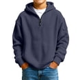 thumbnail image 1 of Boys Quarter Zip Hoodie Waffle Knit Pullover Sweatshirt with Kangaroo Pocket Relaxed Casual Fall Hoodies, 1 of 6