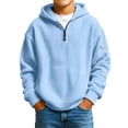 thumbnail image 1 of Boys Quarter Zip Hoodie Waffle Knit Pullover Sweatshirt with Kangaroo Pocket Relaxed Casual Fall Hoodies, 1 of 6
