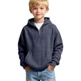 thumbnail image 1 of Boys Quarter Zip Hoodies Waffle Knit Kids Long Sleeve Hooded Sweatshirts Teens Pullover Tops Clothes Boys Lightweight Jacket, 1 of 6