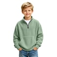 thumbnail image 1 of Boys Quarter Zip Sweatshirts Waffle Knit Fashion Long Sleeve Pullover Tops Soft Casual Outfits 3-14Y, 1 of 7