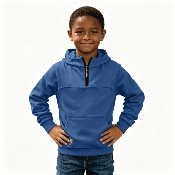 Boys Quarter Zip Trendy Hoodie Casual Warm Long Sleeve Front Pocket Kids Fall Pullover Sweatshirt Navy 12