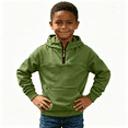 thumbnail image 1 of Boys Quarter Zip Trendy Hoodie Front Pocket Warm Casual Long Sleeve Kids Fall Pullover Sweatshirt Army Green 8, 1 of 8