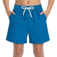thumbnail image 1 of Boys Quick Dry Athletic Shorts, Elastic Waistband with Drawstring Casual Stretch Shorts for Kids with Pockets, Dark Blue,Size 12-13T, 1 of 6