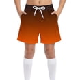 thumbnail image 1 of Boys Quick Dry Athletic Shorts Ombre Orange with Pockets Elastic Waist Drawstring Stretch 95% Polyester 5% Spandex Moisture Wicking Summer Size 120-170,Size 4-5T, 1 of 7
