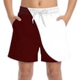 thumbnail image 1 of Boys Quick Dry Athletic Shorts with Pockets Elastic Waistband Drawstring Color Block Activewear for Kids 4-14 Wine,Size 8-9T, 1 of 8
