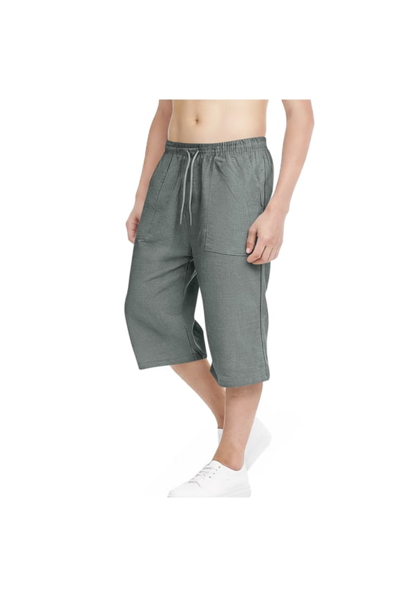 Boys' Quick-Dry Capri Pants 3/4 Length Casual Shorts, Lightweight Polyester Lounge Wear with Elastic Waist Drawstring for Kids,Size 4-5T