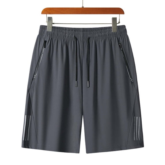 Boys' Quick-Dry Icy Silk Shorts, 5-Inch Lightweight Breathable Athletic Shorts with Zipper Pockets, Comfortable for Sports, Gym and Everyday Wear for 4-15 Years Gray 4-5 Years