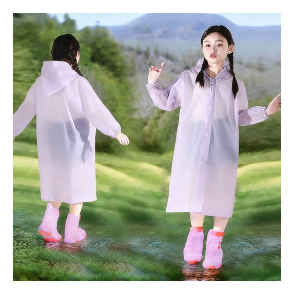 Boys Rain Coat Lightweight Waterproof Kids Rain Jacket Reusable Kids Ponchos with Hood Waterproof Poncho 4-9 Years
