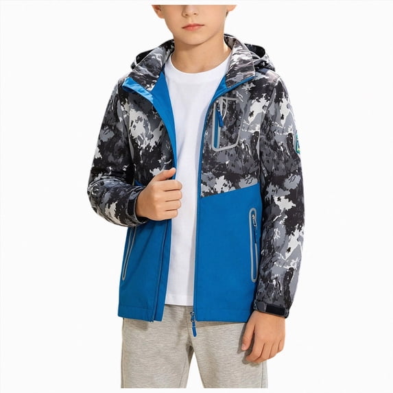Boys Rain Jacket Lightweight Hooded Fleece Lined Raincoat Windbreakers For Kids,Fleece Lined Raincoat 4-5 Years