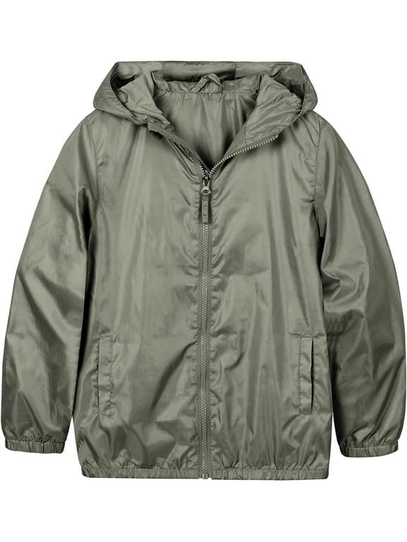 Boys Rain Jacket Lightweight Rain Coats for Kids Boy Waterproof Jacket Army Green 14
