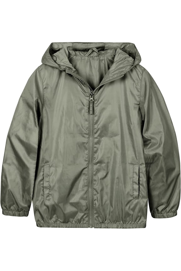 Boys Rain Jacket Lightweight Rain Coats for Kids Boy Waterproof Jacket Army Green 14