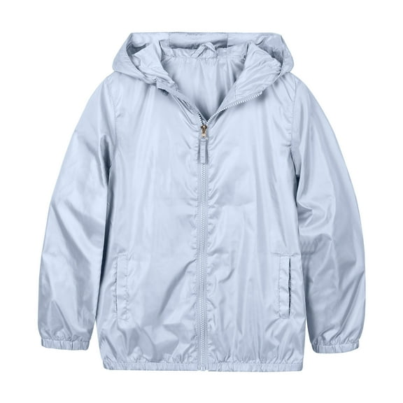 Boys Rain Jacket Lightweight Rain Coats for Kids Boy Waterproof Jacket Light Grey 6