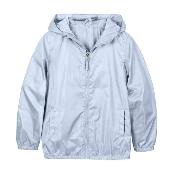 Boys Rain Jacket Lightweight Rain Coats for Kids Boy Waterproof Jacket Light Grey 8