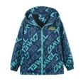 thumbnail image 1 of Boys Rain Jacket Size 3-14Y Fall Winter Warm Fleece Lined Midweight Breathable Raincoat Waterproof Hooded Jacket Windproof Green 9 Years(140), 1 of 7