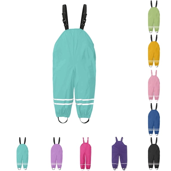 Boys Rain Pants Boys Waterproof Pants Overalls with Adjustable Straps Lightweight Rain Trousers Outdoor Pants Size 1-8 Years