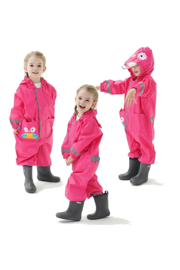 Boys Raincoat Christmas Gift Toddler Rain Suit Baby Rain Suit with Hood Waterproof Coverall One Piece Rain Suit Kids Save Big