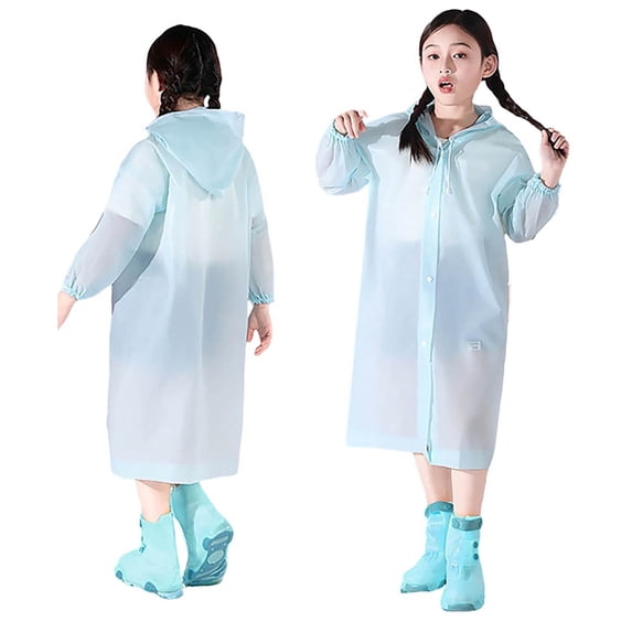 Boys Raincoat Light Waterproof Kids Rain Jacket Reusable Rain Ponchos with Hood and Sleeves Boys Rain Jackets Size 4-9 Years