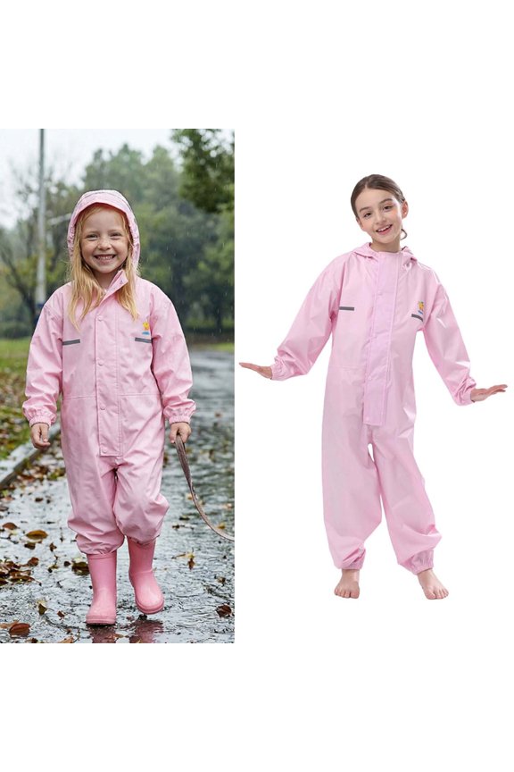 Boys Rainsuits 1 Piece Hooded Kids Overalls Waterproof Kids Boy Rain Jacket Kids Boy Rain Coat 8-9 Years