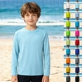 thumbnail image 1 of Boys' Rash Guard Long Sleeve Sun Shirts Girls Swim Shirt Summer Beach Sun Rash Guard For Kids Solid Color Tops for Toddlers 7-8 Years, 1 of 9