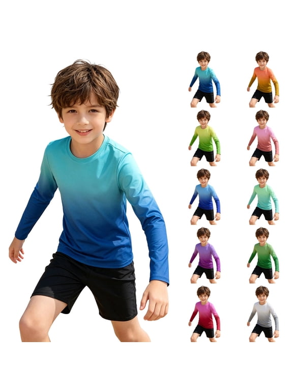 Boys' Rash Guard Long Sleeve, UPF 50+ Swim Shirt for Boys Kids Youth, UV Sun Protection Water Shirts for Beach Surf