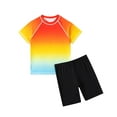 thumbnail image 1 of Boys Rash Guard Set - 2 Piece UPF50+ Sun Protection Quick Dry Short Sleeve Swim Shirt & Swim Trunks for Boys, 1 of 6
