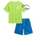 thumbnail image 1 of Boys' Rash Guard Set - 3 Piece UPF 50+ Rash Guard Swim Shirt, Bathing Suit, Goggles (5-14), 1 of 7