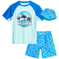 thumbnail image 1 of Boys' Rash Guard Set - 3 Piece UPF 50+ Rash Guard Swim Shirt, Bathing Suit, Goggles (5-14), 1 of 7