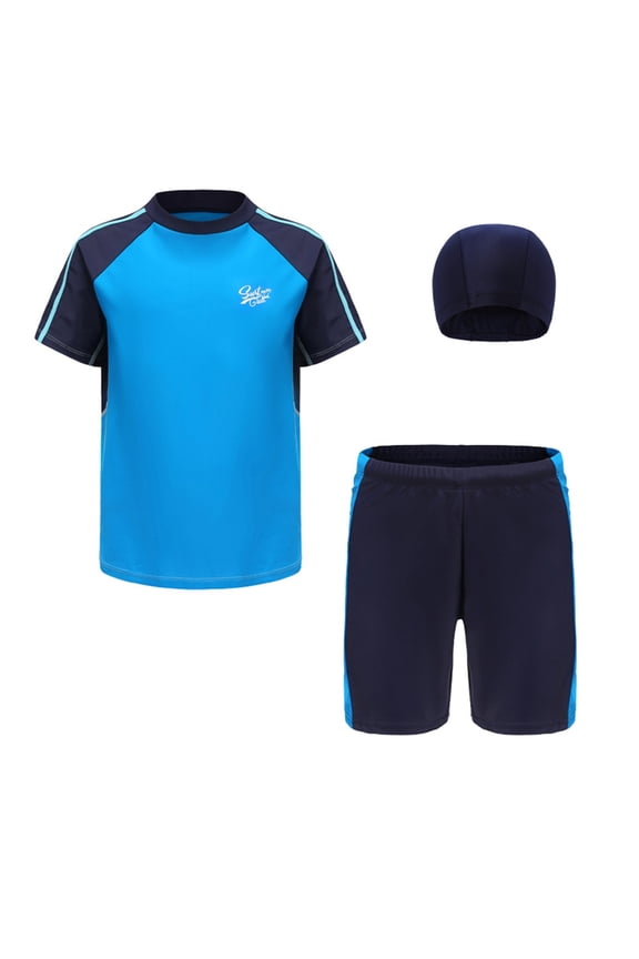 Boys Rash Guard Set Two Piece Long Sleeve Design Sunsuit Surf Style Beachwear Toddler Boys Kids Pool Seaside Sun Protective Swimming Suit