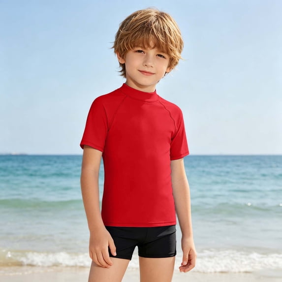Boys' Rash Guard Shirts UV Sun Protection Shirts for Swimming Quick Dry Kids Clothes 5-6 Years