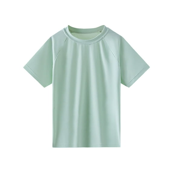 Boys Rash Guard Short Sleeve Swim Shirt UPF 50+ Sun Shirts Quick Drying Sports Fishing Surf Water Beach Tee For Kids Girls Youth(z1 Green,7-8 Years)