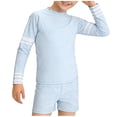 thumbnail image 1 of Boys Rash Guard Swim Set 3-Piece Long Sleeve UPF 50+ Swim Shirt & Trunks with Cap, Light Blue, 1-10 Years,Size 5-6 T, 1 of 9