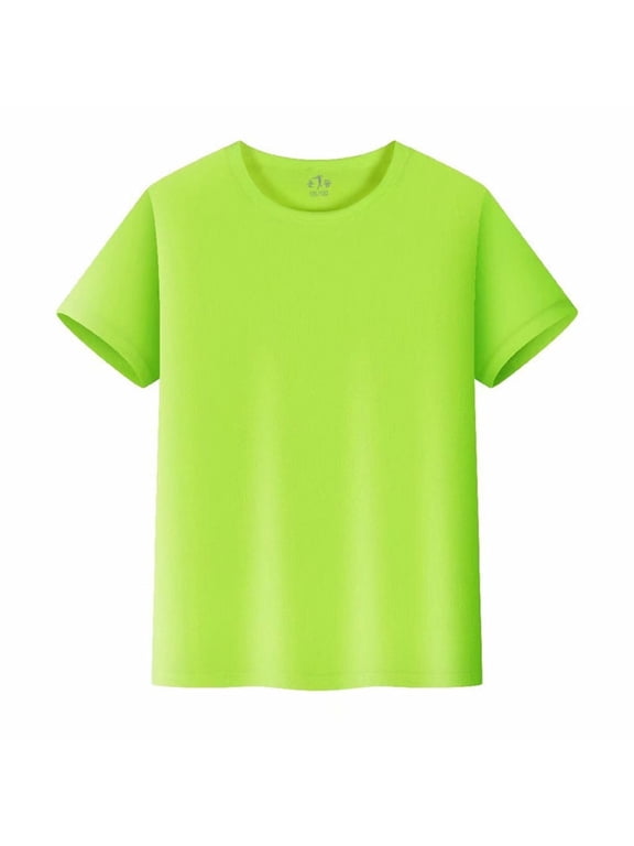 Boys Rash Guard Swim Shirt Neon Shirts Kids Youth Short Sleeve Athletic T-Shirts for Boys Girls Size 5 Y-6 Y