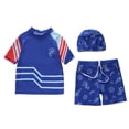 thumbnail image 1 of Boys Rash Guard Swimsuits Set 2 Piece Quick Drying Bathing Suits with Trunks Sunsuit Swimwear Beach Surfing Water Tops Dark Blue 3-4 Years, 1 of 6