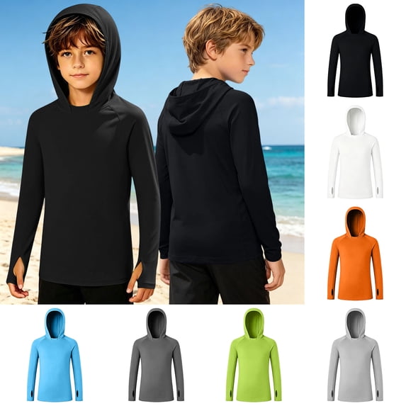 Boys Rash Guards Hooded Long Sleeve Sun Shirts Swim Shirts Quick Dry Shirt 5-6 Years